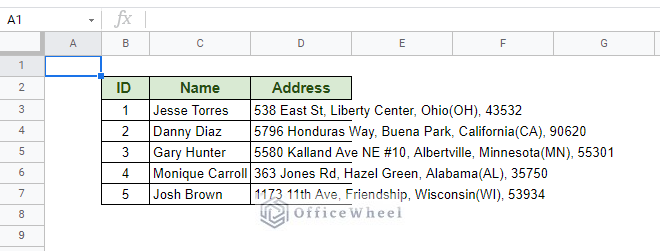 base worksheet for how to wrap text in google sheets