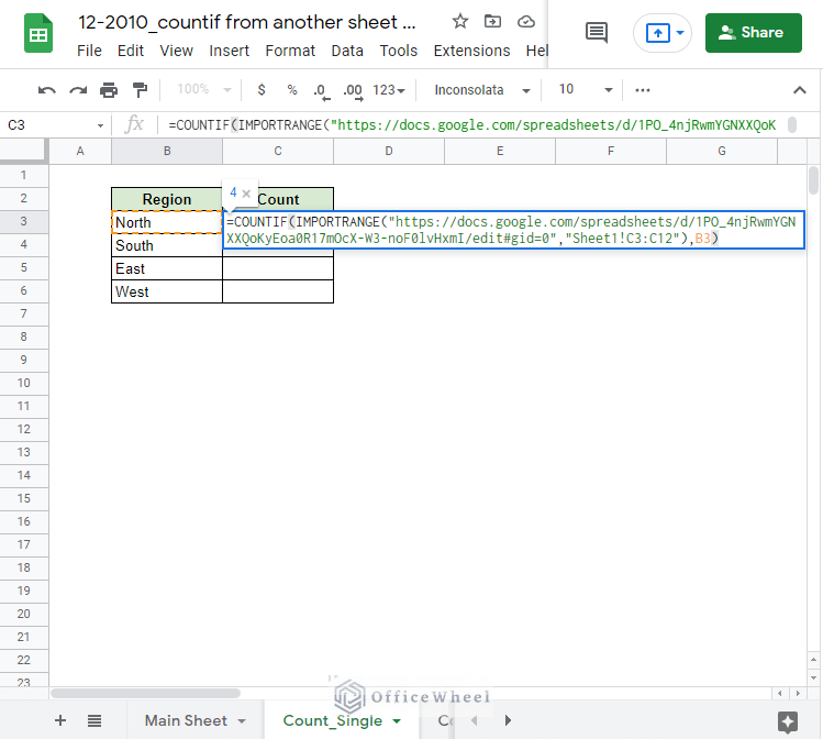 completing COUNTIF with IMPORTRANGE