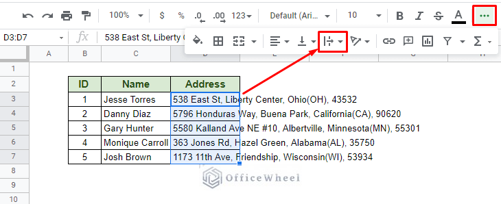 basic method of how to wrap text in google sheets