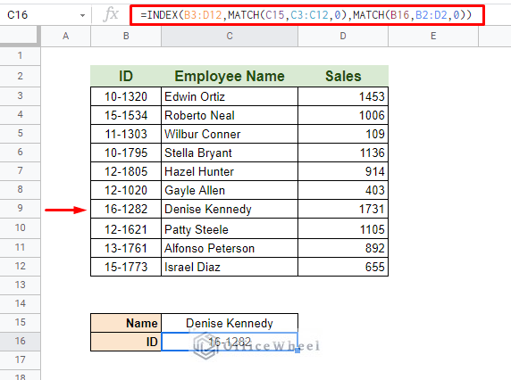 index match in google sheets with multiple criteria