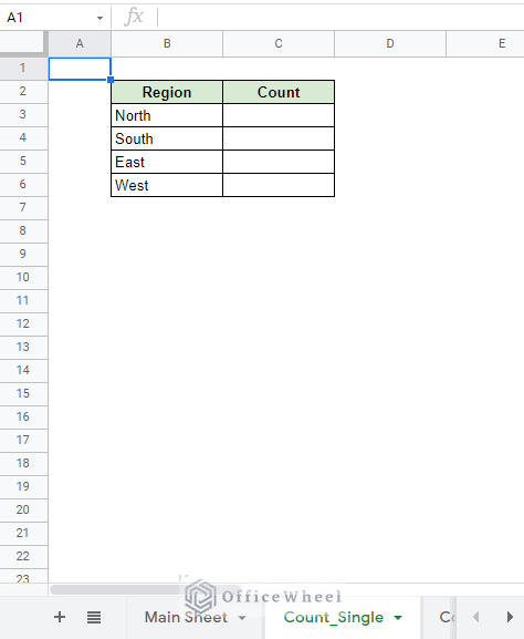 count single worksheet