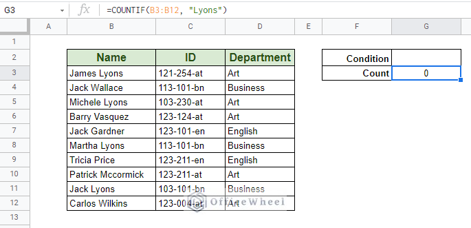 limitation of using direct text in COUNTIF