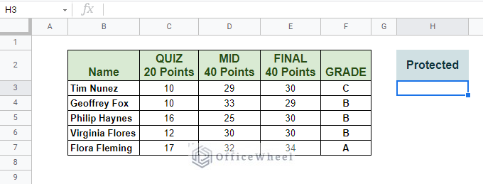 base dataset for conditional locking of cells in google sheets