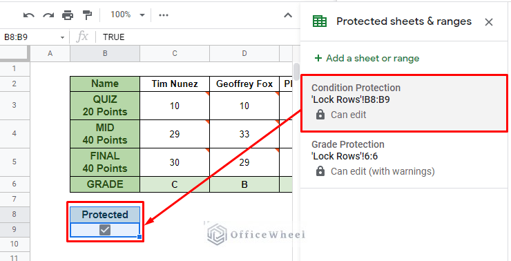 locking the condition cells
