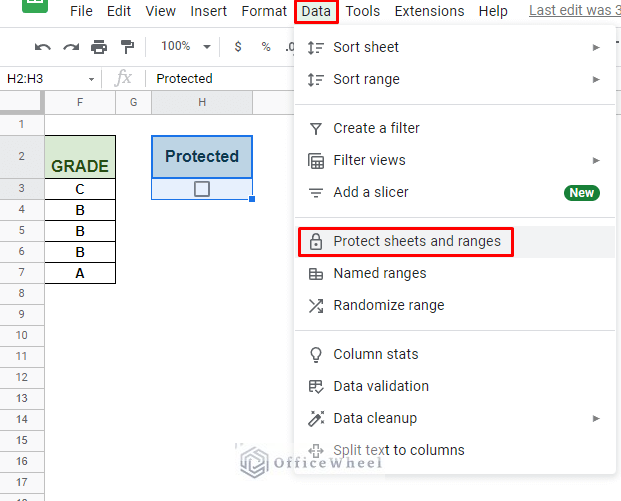navigating to protect sheets and ranges