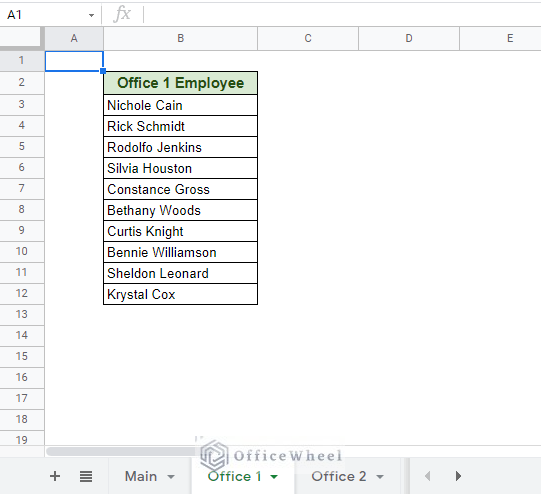 Office 1 Worksheet