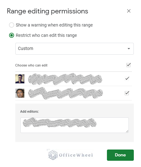 adding collaborators to edit locked cells in google sheets