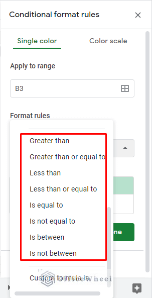numerical format riles for conditional formatting