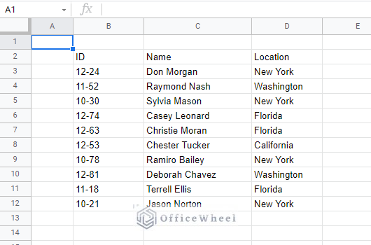 Unformatted Dataset