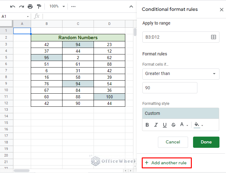 using the add another rule option
