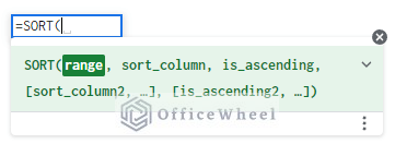 sort function syntax