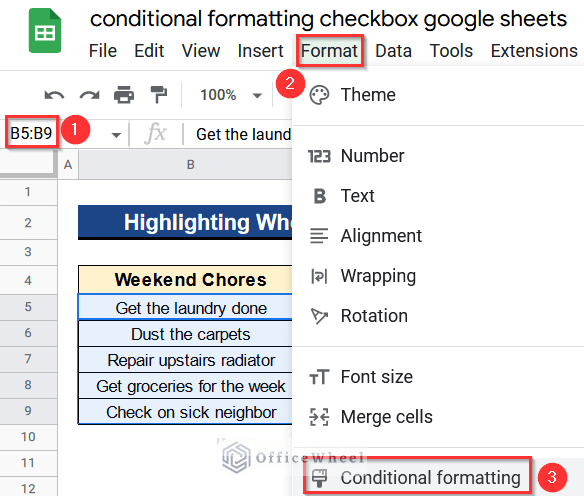Going to Conditional Formatting Option