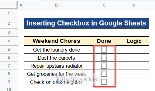 Inserting Checkboxes in Column C