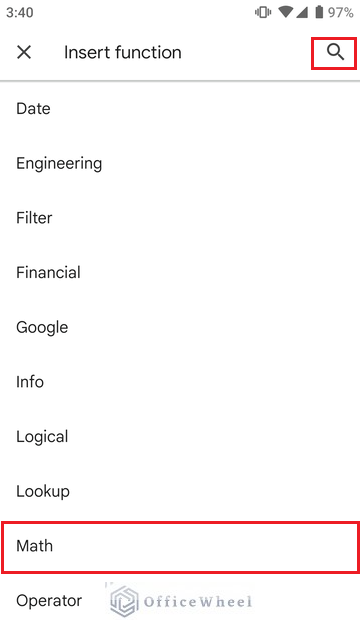 ways to find the sum function in google sheets from a mobile device