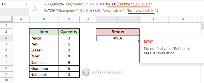 we get an error if a value is missing