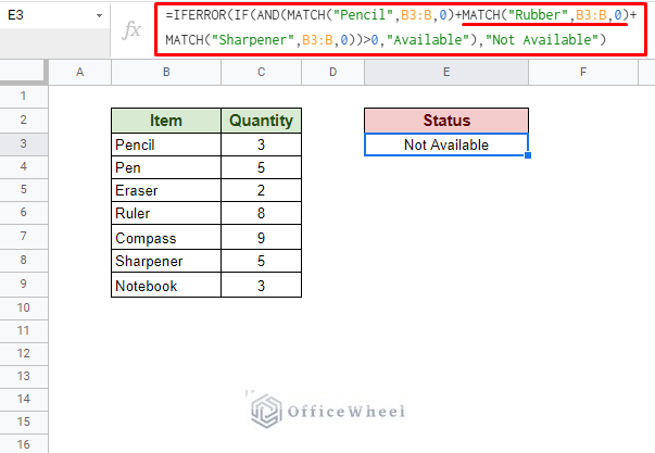 using iferror function to catch errors in formula