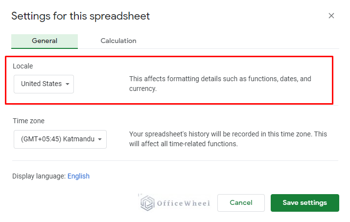 locale settings set to united states by default