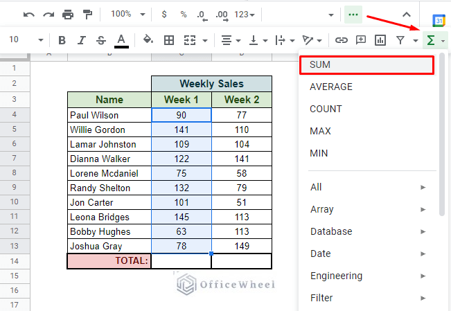 all options that are available in the functions tab