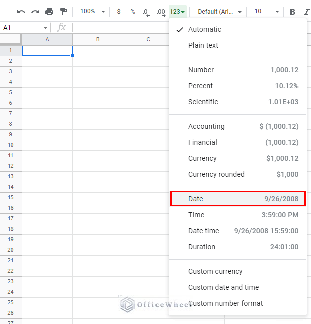 Before: The default date format