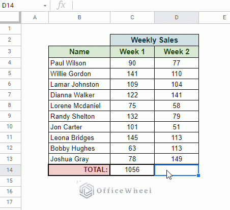 auto sum in google sheets animated