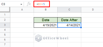 using minus to subtract date in google sheets