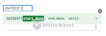 datedif function syntax