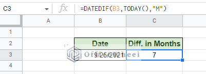 difference in months from a date till current date