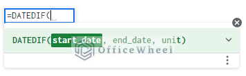 datedif function syntax