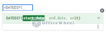 datedif function syntax