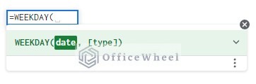 weekday function syntax