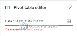 data from multiple sheets cannot be used in a google sheets pivot table
