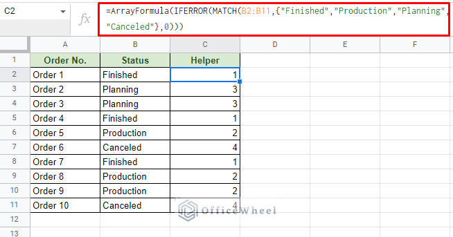 creating a helper column with formula