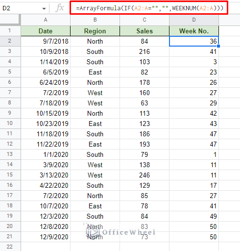 creating the helper column for week number