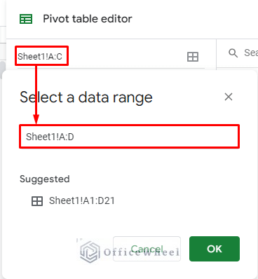 updating the range for the pivot table