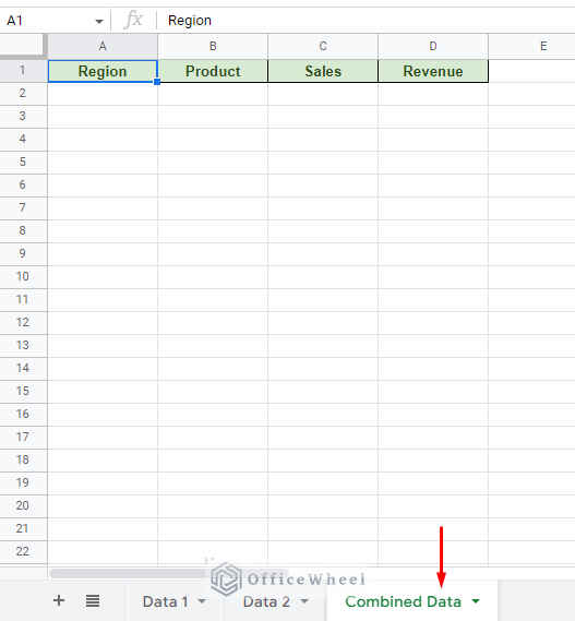 a new worksheet is created to hold the combined data from multiple worksheets