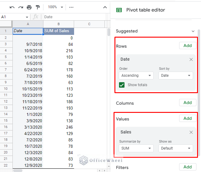 setting date as the primary row condition