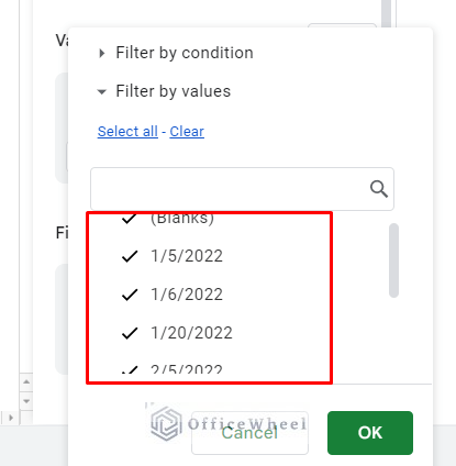 default filter date option includes all entries