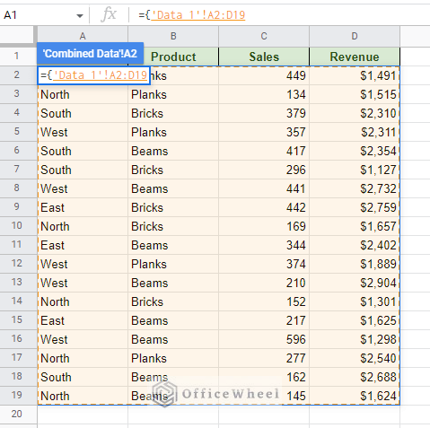 retrieving data from the first worksheet