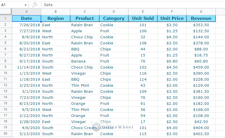 example worksheet for google sheets slicer tutorial