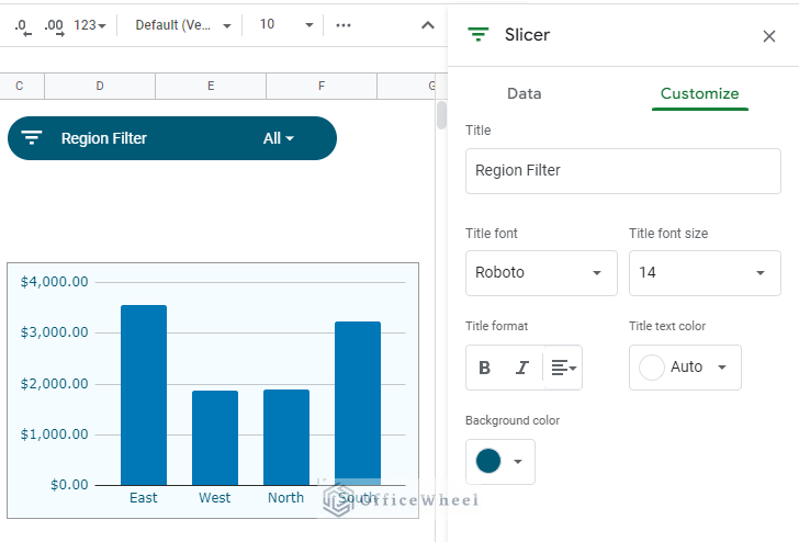 result of customize slicer tutorial google sheets