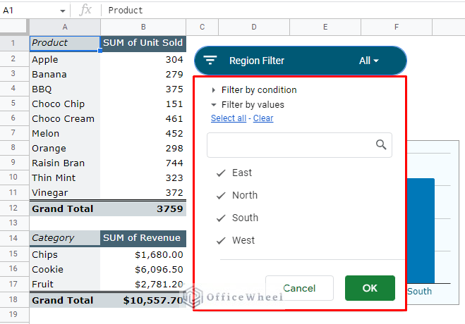 the slicer filter menu is similar to filters