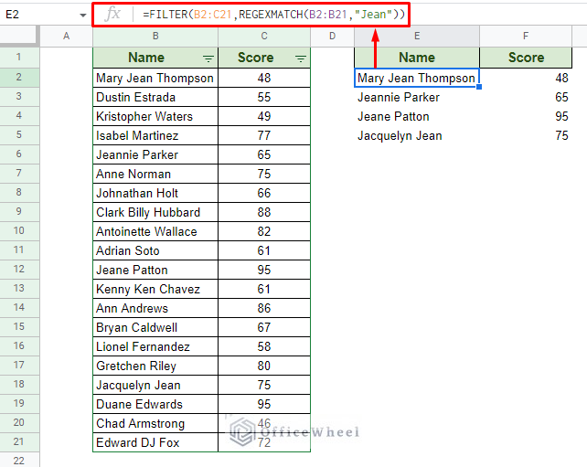 filter entries if it contains given text in google sheets using the filter function