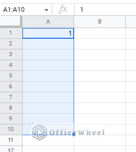 selecting the range of cells we want to autofill