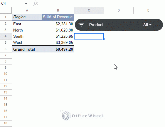 setting a slicer in a google sheets pivot table animated