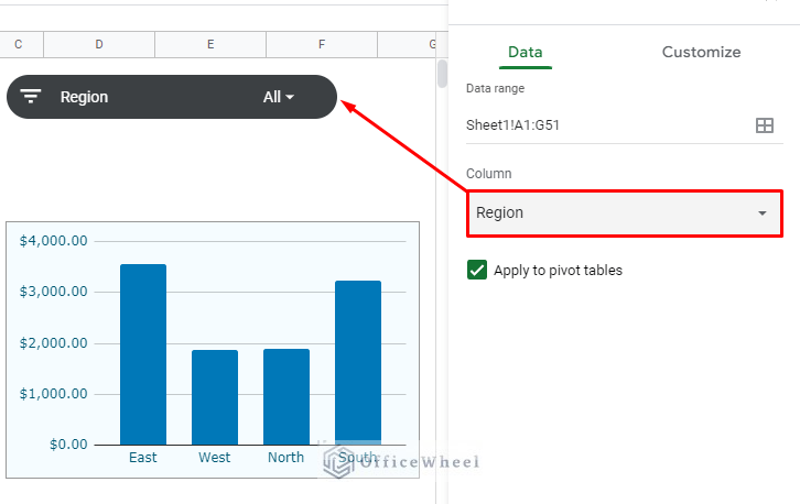 selecting region as filter condition google sheets slicer tutorial