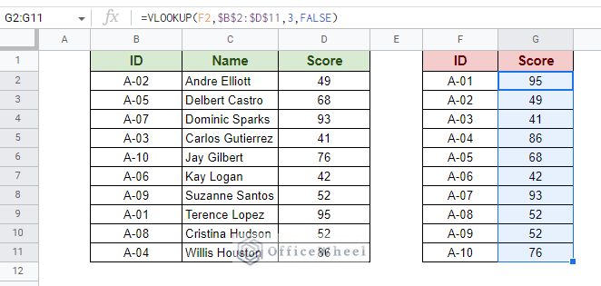 using vlookup to autofill based on another field in google sheets