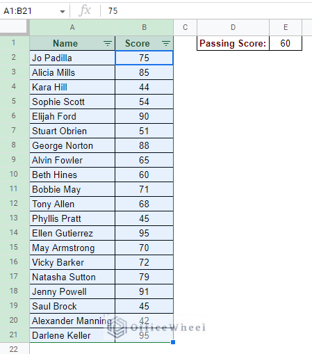 applying a filter to the data range in google sheets