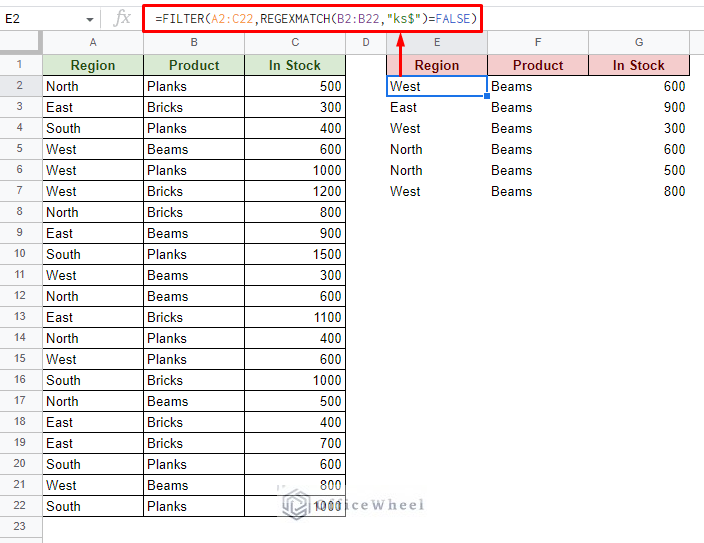 setting the regex match condition to false