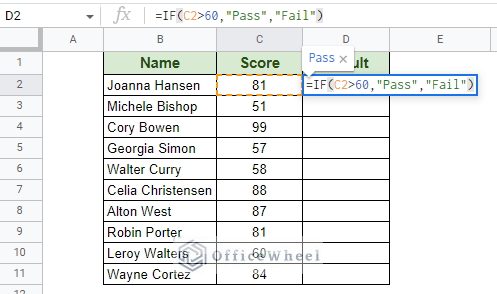 if formula for scoring