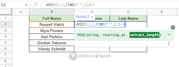 using the find function to set the limiter for the mid function